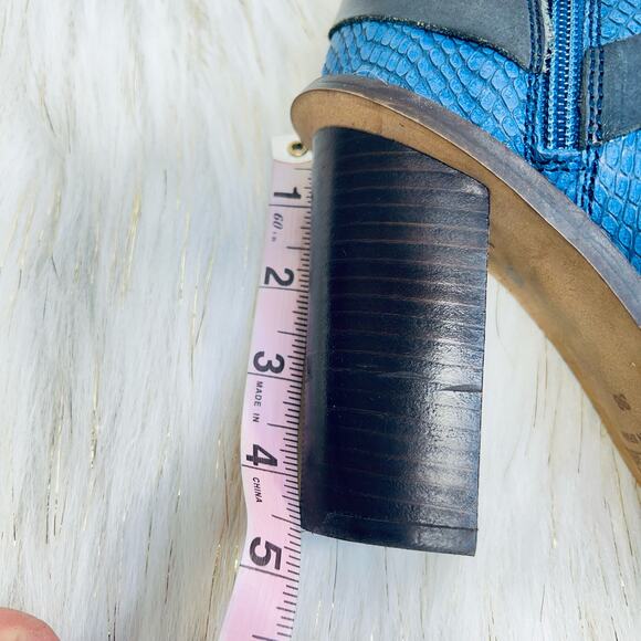 Sixty Seven Lillian Shootie Heeled Booties Boots Open Toe Leather Blue Sz 38 - Picture 8 of 10